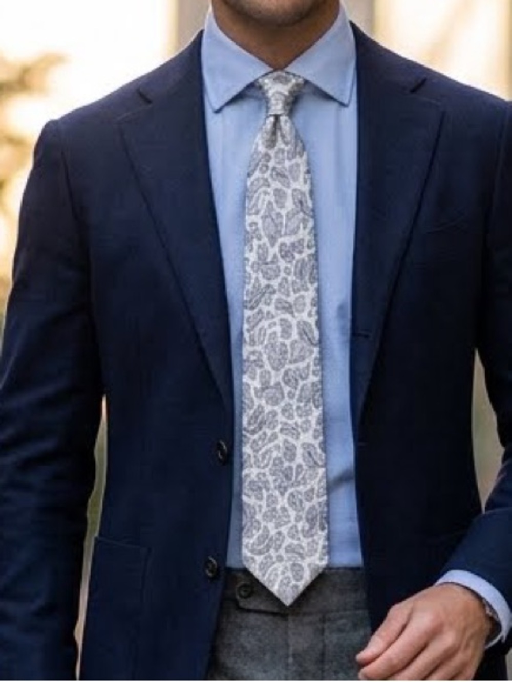 ICE 100% Silk Cream & Black Paisley Men's Necktie